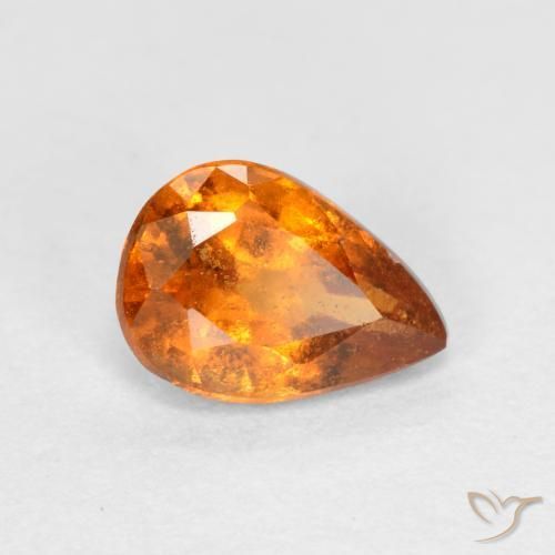 Granato hessonite Arancione brillante naturale da 0.71 ct, Forma a pera, SI