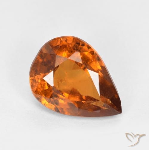 1.22ct Naturale Arancio medio-scuro Granato hessonite, Forma a pera, SI