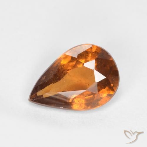 0.70ct Naturale Arancione scuro Granato hessonite, Forma a pera, SI