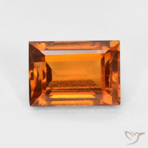 1.34ct Naturale Arancio medio-scuro Granato hessonite, Taglio a baguette, VS