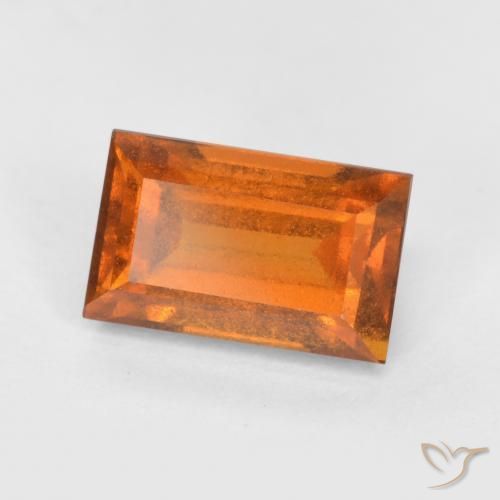 1.51ct Naturale Arancione scuro Granato hessonite, Taglio a baguette, VS-SI, Photo A