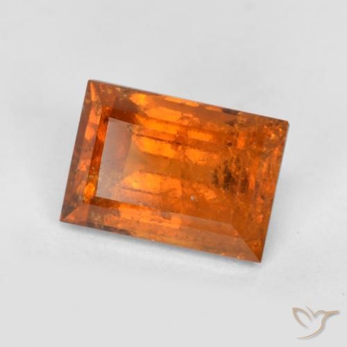 1.49ct Naturale Arancia Fuoco Granato hessonite, Taglio a baguette, SI