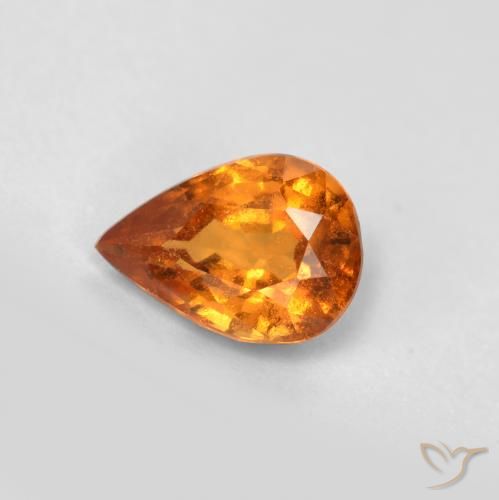 0.69ct Naturale Arancio medio-scuro Granato hessonite, Forma a pera, VS-SI