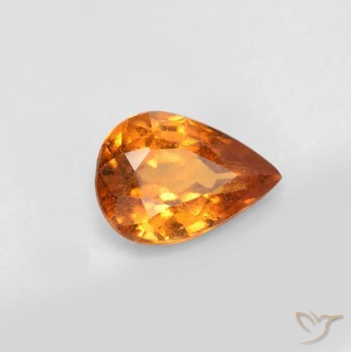 Granato hessonite Arancio medio-scuro naturale da 0.69 ct, Forma a pera, VS-SI