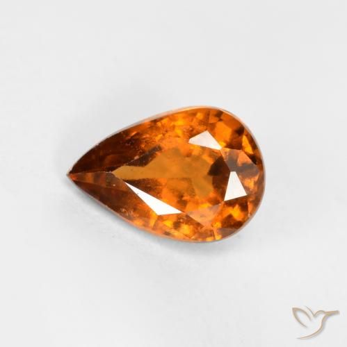 0.78ct Naturale Arancio medio-scuro Granato hessonite, Forma a pera, VS-SI