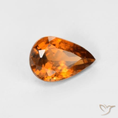 Granato hessonite Arancio medio-scuro naturale da 0.78 ct, Forma a pera, VS-SI