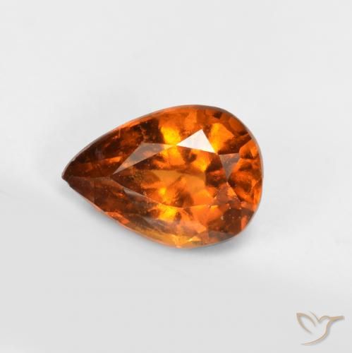 Granato hessonite Arancio medio-scuro naturale da 0.82 ct, Forma a pera, VS-SI