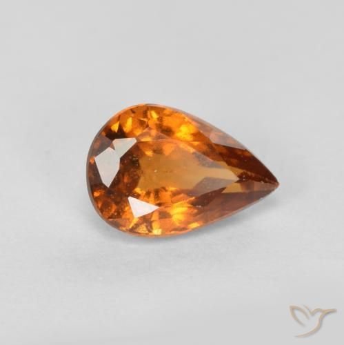 Granato hessonite Arancione scuro naturale da 0.74 ct, Forma a pera, VS-SI