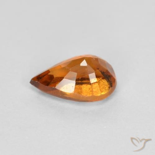 Granato hessonite Arancione scuro naturale da 0.74 ct, Forma a pera, VS-SI