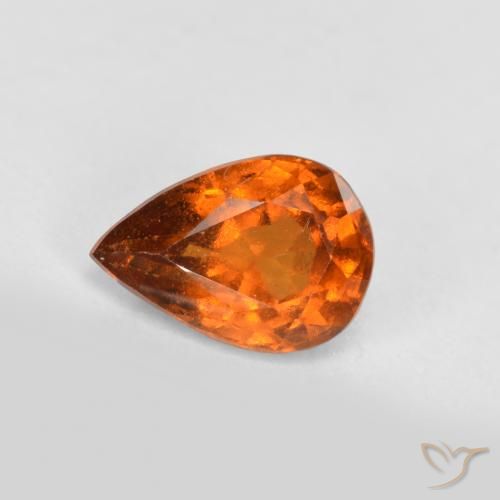 0.78ct Naturale Arancione scuro Granato hessonite, Forma a pera, VS-SI, Photo A