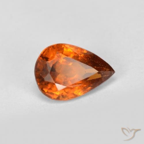 Granato hessonite Arancione scuro naturale da 0.78 ct, Forma a pera, VS-SI