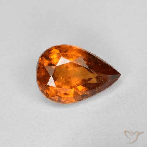0.78ct Naturale Arancio medio-scuro Granato hessonite, Forma a pera, VS-SI