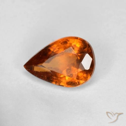 Granato hessonite Arancio medio-scuro naturale da 0.78 ct, Forma a pera, VS-SI