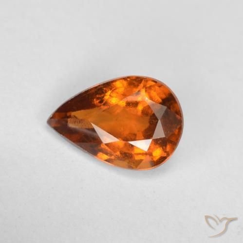 0.70ct Naturale Arancione scuro Granato hessonite, Forma a pera, VS-SI
