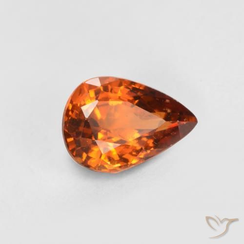 0.73ct Naturale Arancio medio-scuro Granato hessonite, Forma a pera, VS-SI