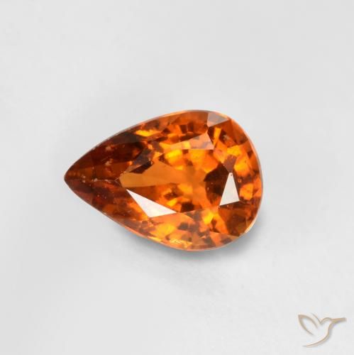 Granato hessonite Arancio medio-scuro naturale da 0.73 ct, Forma a pera, VS-SI