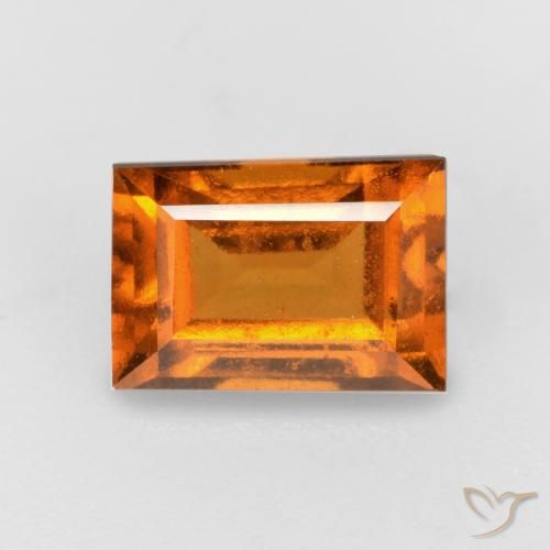 1.57ct Naturale Arancione scuro Granato hessonite, Taglio a baguette, VS