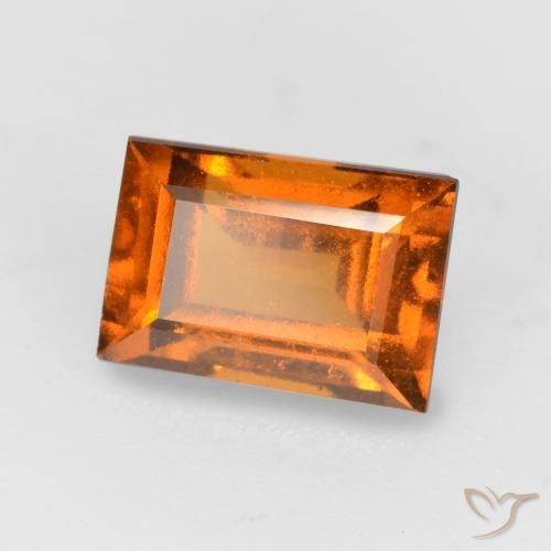 Granato hessonite Arancione scuro naturale da 1.57 ct, Taglio a baguette, VS