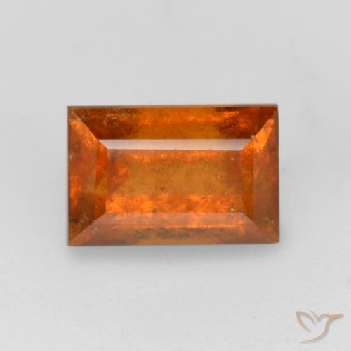 1.37ct Naturale Arancione scuro Granato hessonite, Taglio a baguette, SI