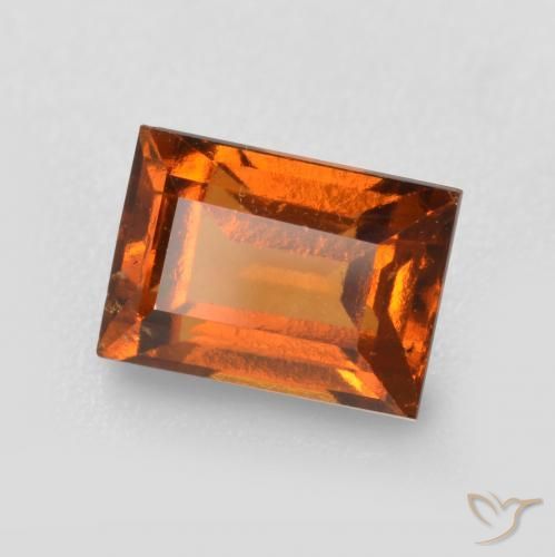 1.39ct Naturale Arancione scuro Granato hessonite, Taglio a baguette, VS