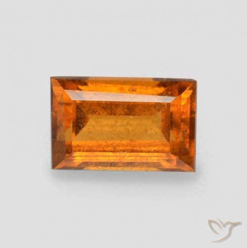 1.08ct Naturale Arancio giallastro Granato hessonite, Taglio a baguette, SI