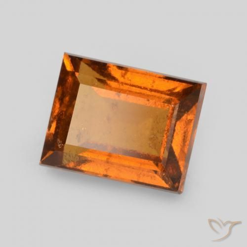1.31ct Naturale Arancione scuro Granato hessonite, Taglio a baguette, VS-SI