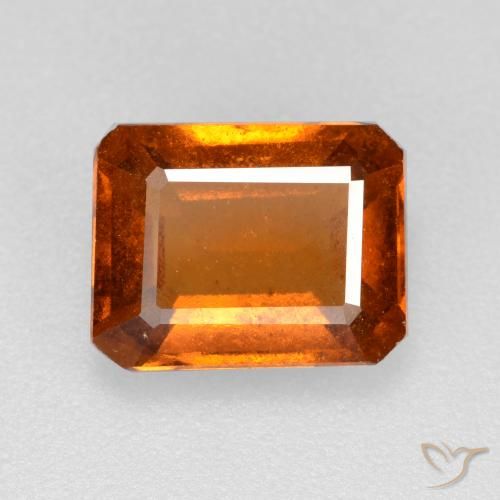 2.10ct Naturale Arancio medio-scuro Granato hessonite, Taglio smeraldo, VS-SI