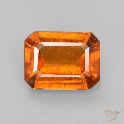 2.11ct Naturale Arancio Medio Granato hessonite, Taglio smeraldo, SI