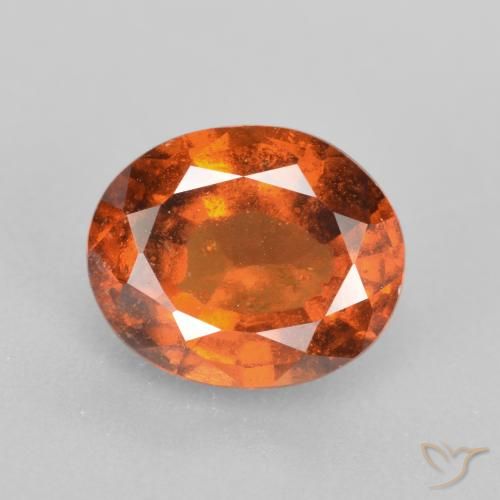 2.25ct Naturale Arancione scuro Granato hessonite, Ovale, SI
