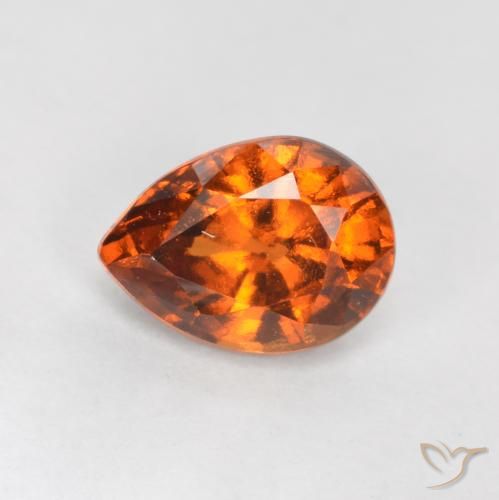 0.87ct Naturale Arancione scuro Granato hessonite, Forma a pera, VS