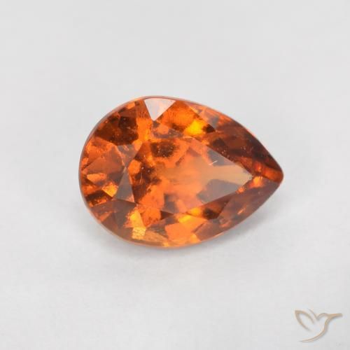 Granato hessonite Arancione scuro naturale da 0.87 ct, Forma a pera, VS