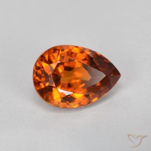 0.93ct Naturale Arancione scuro Granato hessonite, Forma a pera, VS