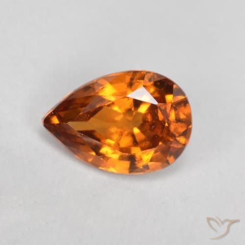 Granato hessonite Arancione scuro naturale da 0.83 ct, Forma a pera, VS