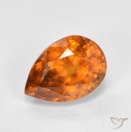 1.11ct Naturale Arancio medio-scuro Granato hessonite, Forma a pera, VS-SI