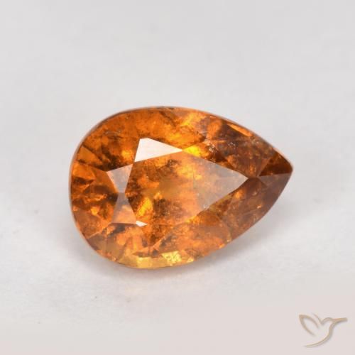 0.99ct Naturale Arancione scuro Granato hessonite, Forma a pera, SI