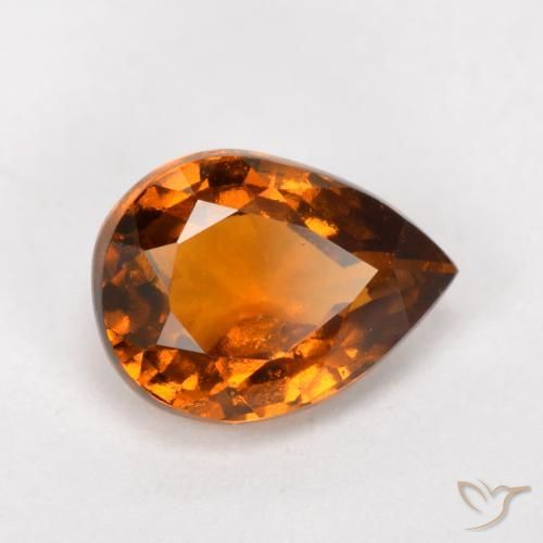 1.11ct Naturale Arancione scuro Granato hessonite, Forma a pera, VS