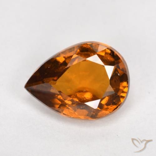 Granato hessonite Arancione scuro naturale da 1.11 ct, Forma a pera, VS