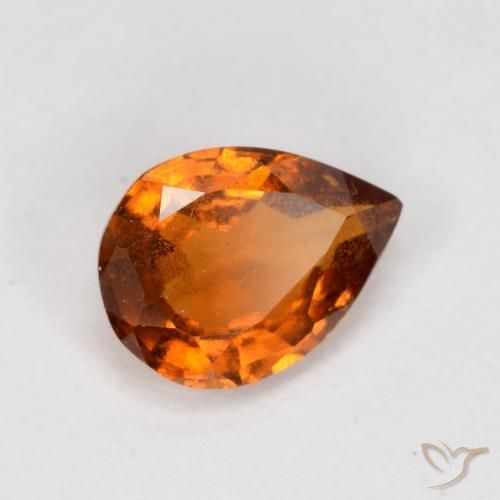 0.79ct Naturale Arancione scuro Granato hessonite, Forma a pera, VS-SI