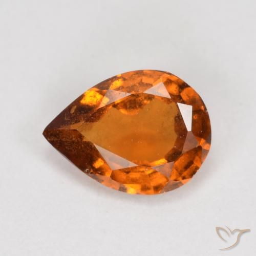 Granato hessonite Arancione scuro naturale da 0.79 ct, Forma a pera, VS-SI