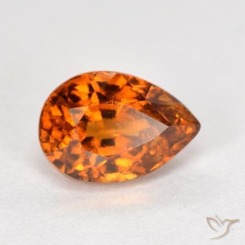 1.04ct Naturale Arancio medio-scuro Granato hessonite, Forma a pera, VS-SI
