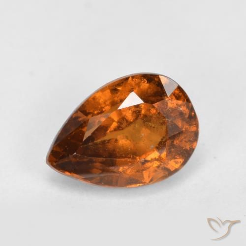 1.04ct Naturale Arancio medio-scuro Granato hessonite, Forma a pera, VS-SI
