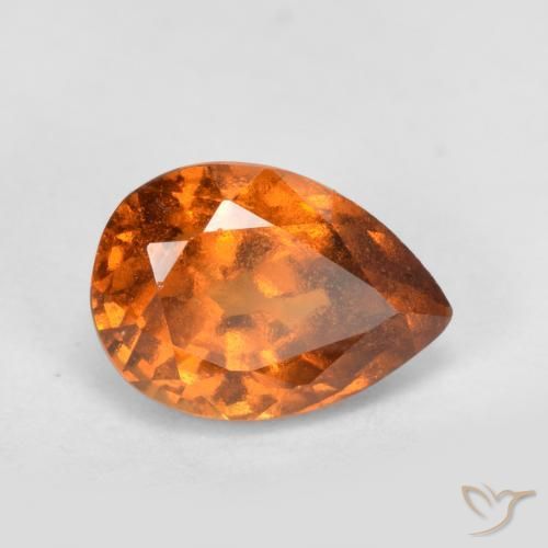 Granato hessonite Arancio medio-scuro naturale da 0.98 ct, Forma a pera, VS-SI