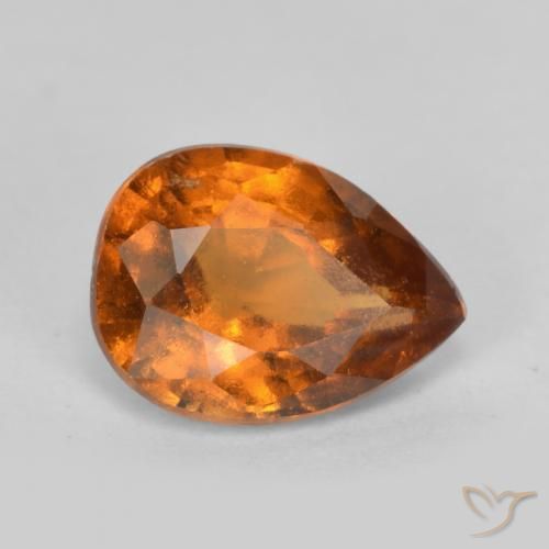 Granato hessonite Arancio medio-scuro naturale da 0.98 ct, Forma a pera, VS-SI