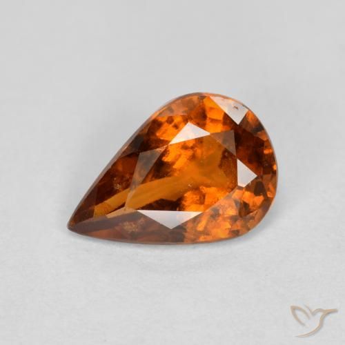 0.85ct Naturale Arancione rossastra Granato hessonite, Forma a pera, VS-SI