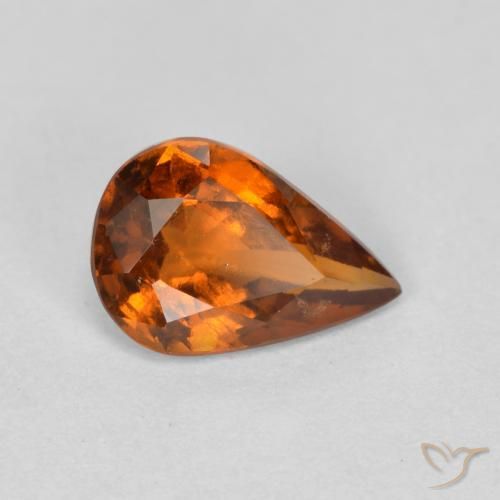 Granato hessonite Arancione rossastra naturale da 0.85 ct, Forma a pera, VS-SI