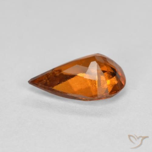 Granato hessonite Arancione rossastra naturale da 0.85 ct, Forma a pera, VS-SI