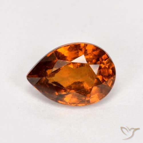 Granato hessonite Arancione rossastra naturale da 0.85 ct, Forma a pera, VS-SI