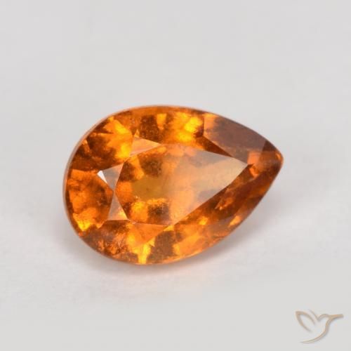 0.91ct Naturale Arancio medio-scuro Granato hessonite, Forma a pera, VS-SI