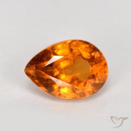Granato hessonite Arancio medio-scuro naturale da 0.91 ct, Forma a pera, VS-SI