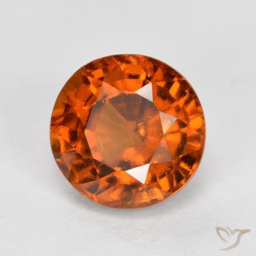 Granato hessonite Arancione rossastra naturale da 1.72 ct, Rotondo, VVS-VS